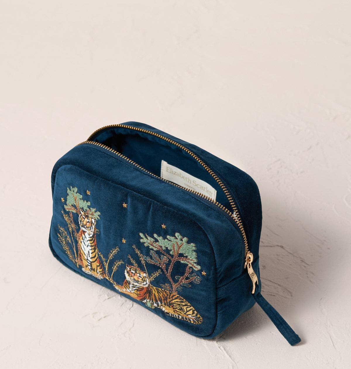 Tiger Conservation Cosmetics Bag: Velvet / Ink Blue