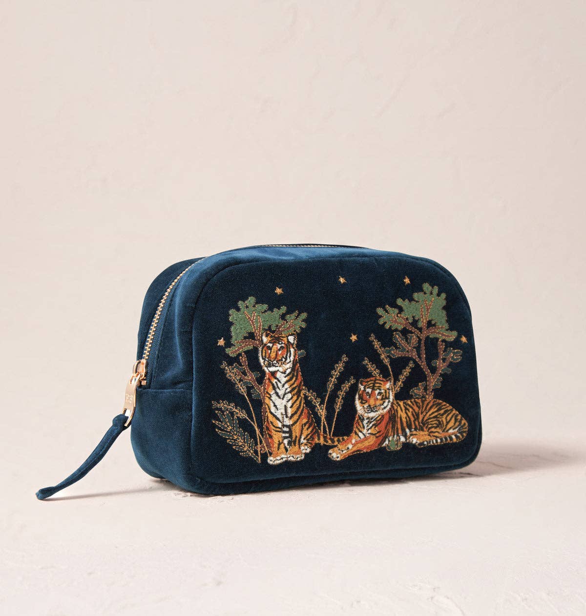 Tiger Conservation Cosmetics Bag: Velvet / Ink Blue