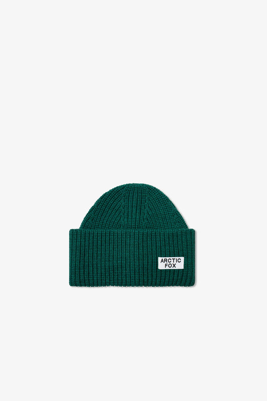 The Merino Wool Beanie with label - Green