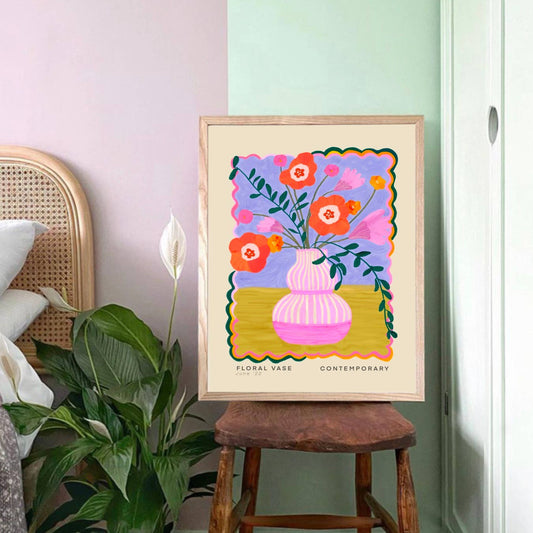 Vase Art Print, Colourful Art Print, Hand Drawn Art, Quirky