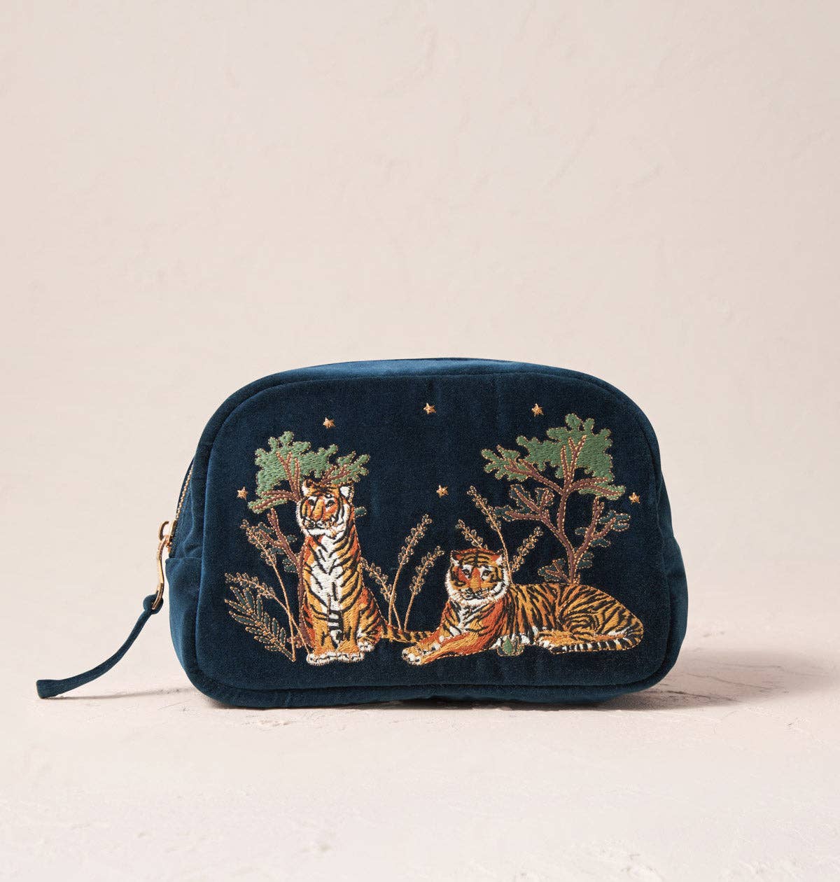 Tiger Conservation Cosmetics Bag: Velvet / Ink Blue